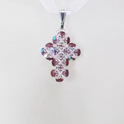 Pendant 30cm - Charis-Violet Organza - Pendant 30cm - Laiton argenté